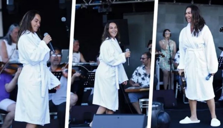 Hülya Avşar Bornozla Prova Yaptı!